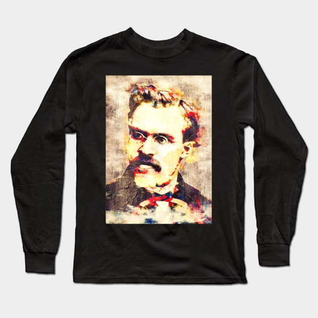 Friedrich Nietzsche Pop Art Long Sleeve T-Shirt by Nerd_art